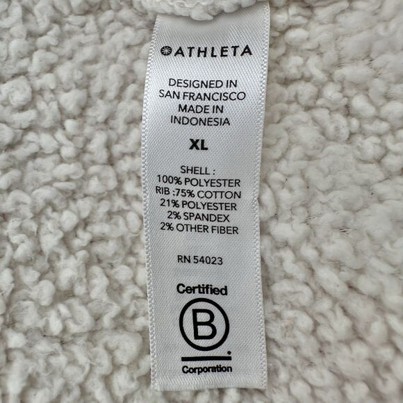 Athleta Fleece Jacket XL Tugga Sherpa Ivory Cream Full Zip Cozy Teddy Pockets - Picture 9 of 15